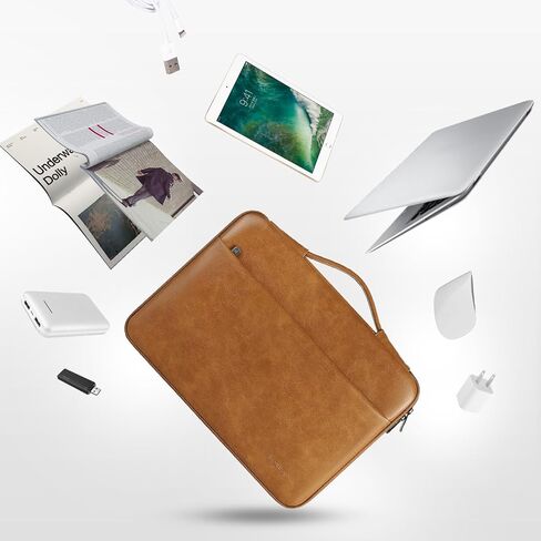 DOMISO 17.3 inch Laptop Sleeve Case Water-Resistant PU Computer Cover Bag for HP, Dell Notebook,Brown in Saudi Arabia