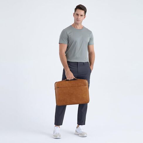 DOMISO 17.3 inch Laptop Sleeve Case Water-Resistant PU Computer Cover Bag for HP, Dell Notebook,Brown in Saudi Arabia