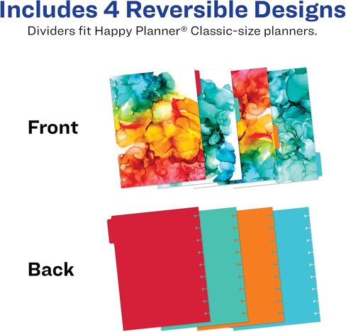 Avery Planner Dividers for Happy Planner 9-disc Classic Size Planners, 4-Tab Set, Amy Tangerine Watercolor Design, 1 Set (25497) in Saudi Arabia