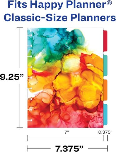 Avery Planner Dividers for Happy Planner 9-disc Classic Size Planners, 4-Tab Set, Amy Tangerine Watercolor Design, 1 Set (25497) in Saudi Arabia