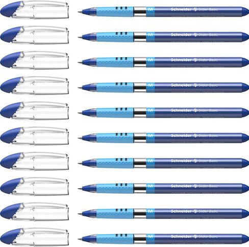 Schneider Slider Basic M (Medium) Ballpoint Pen, 1.0 mm, Transparent Barrel, Black Ink, Box of 10 Pens (151101) in Saudi Arabia