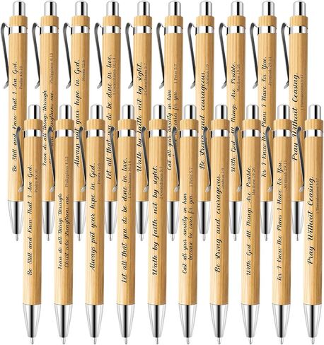 10 قطع من أقلام آية الكتاب المقدس، هدايا مسيحية، أقلام مسيحية من الخيزران مقاس 1 مم، اقتباسات ملهمة من الكتاب المقدس، أقلام حبر جاف، أقلام كتابية تحفيزية للنساء والرجال، هدايا دينية للمكتب والمدرسة (كلاسيكية، 10) in Kuwait