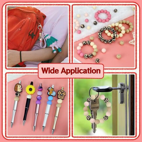 100 Pcs 15mm Silicone Beads for Keychain Making, Pink Gream Silicone Beads Bulk Round Beads for Bracelets Pens Crafts Jewelry Making (Pink Gream) in Saudi Arabia