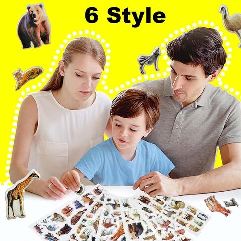 42 Sheets 3D Fluffy Jungle & Zoo Animal Stickers for Toddlers, Handmade Scrapbooking, Water Bottle, Skateboard, Party Favors in Kuwait