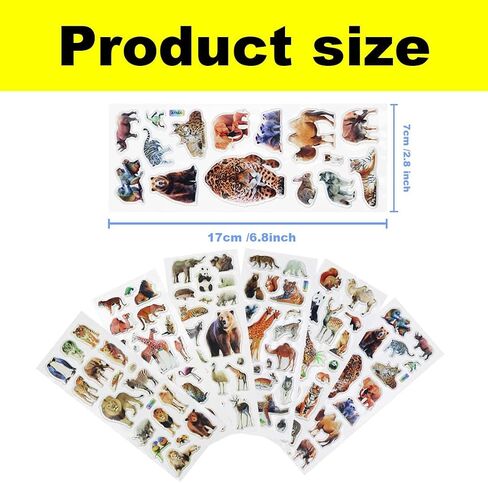 42 Sheets 3D Fluffy Jungle & Zoo Animal Stickers for Toddlers, Handmade Scrapbooking, Water Bottle, Skateboard, Party Favors in Kuwait