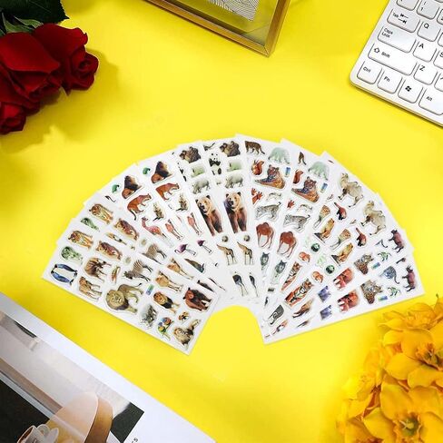 42 Sheets 3D Fluffy Jungle & Zoo Animal Stickers for Toddlers, Handmade Scrapbooking, Water Bottle, Skateboard, Party Favors in Kuwait