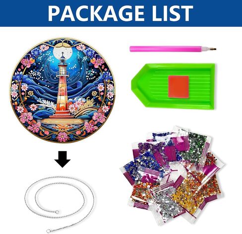 Eiflow Hanging Diamond Art Lighthouse Ornament Kit, 9.6x9.7inch Double Sided Diamonds Painting Pendant for Adults, DIY Acrylic Board Gem Painting Kit in Saudi Arabia