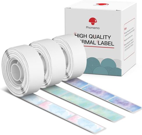 Phomemo D30 Labels 6rolls Adhesive Nebula/Galaxy Series Pattern Paper 3/8" X 1 1/2" (12mm X 40mm) D30 Label Maker Tape for Gift, Christmas,Decoration, 160 Labels/Roll, 6Rolls in Kuwait