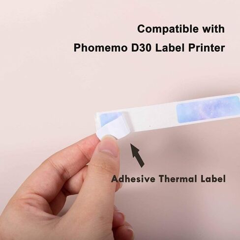 Phomemo D30 Labels 6rolls Adhesive Nebula/Galaxy Series Pattern Paper 3/8" X 1 1/2" (12mm X 40mm) D30 Label Maker Tape for Gift, Christmas,Decoration, 160 Labels/Roll, 6Rolls in Kuwait