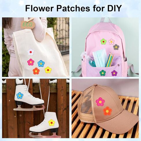 40 قطعة من الحديد على الرقع، خياطة مزخرفة بالزهور على تطريز متعدد الألوان، رقعة إصلاح تزيينية على شكل زهرة لطيفة لحقائب الملابس والسترات الجينز والأحذية والقبعات والأوشحة 4.5 سم/1.77 بوصة in Kuwait