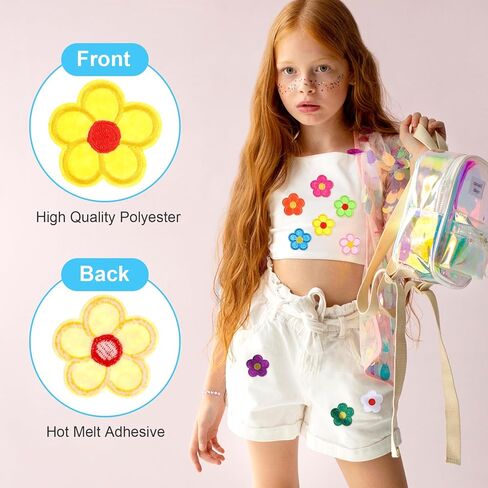 40 قطعة من الحديد على الرقع، خياطة مزخرفة بالزهور على تطريز متعدد الألوان، رقعة إصلاح تزيينية على شكل زهرة لطيفة لحقائب الملابس والسترات الجينز والأحذية والقبعات والأوشحة 4.5 سم/1.77 بوصة in Kuwait