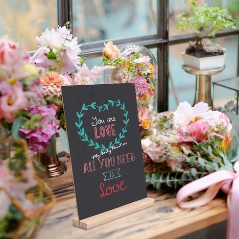 لافتات سبورة خشبية صغيرة عتيقة - مجموعة من 6 قطع | لافتة سبورة للطاولة مقاس 6 × 9 بوصة مع حوامل قاعدة | لافتة سبورة طباشير صغيرة مزخرفة مع 7 أقلام ألوان مائية in Kuwait