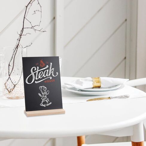 لافتات سبورة خشبية صغيرة عتيقة - مجموعة من 6 قطع | لافتة سبورة للطاولة مقاس 6 × 9 بوصة مع حوامل قاعدة | لافتة سبورة طباشير صغيرة مزخرفة مع 7 أقلام ألوان مائية in Kuwait