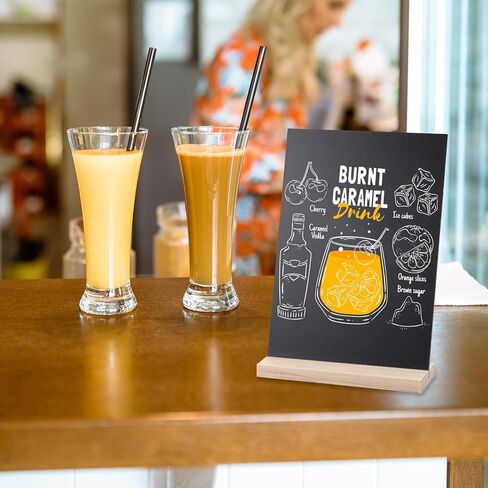 لافتات سبورة خشبية صغيرة عتيقة - مجموعة من 6 قطع | لافتة سبورة للطاولة مقاس 6 × 9 بوصة مع حوامل قاعدة | لافتة سبورة طباشير صغيرة مزخرفة مع 7 أقلام ألوان مائية in Kuwait