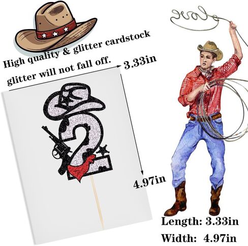 Cowboy 8th Birthday Cake Topper 8-year-old cowboy theme boy and girl birthday party cake decorations Western cowboy Happy 8th birthday cake Topper (Cowgirl, 8) in Kuwait