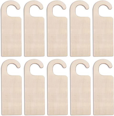 10Pcs Wooden Door Knob Hanger Unfinished Natural Odorless Wood DIY Craft Painting Writing Signs Blank Double Sided Hanging Tags Decoration (StyleC) in Kuwait