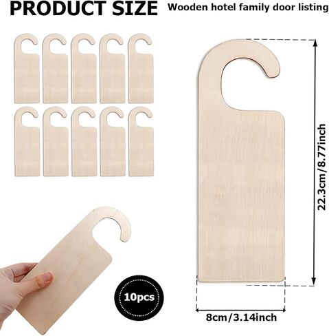 10Pcs Wooden Door Knob Hanger Unfinished Natural Odorless Wood DIY Craft Painting Writing Signs Blank Double Sided Hanging Tags Decoration (StyleC) in Kuwait