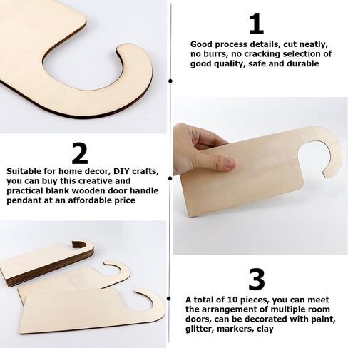 10Pcs Wooden Door Knob Hanger Unfinished Natural Odorless Wood DIY Craft Painting Writing Signs Blank Double Sided Hanging Tags Decoration (StyleC) in Kuwait