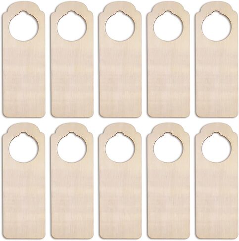 10Pcs Wooden Door Knob Hanger Unfinished Natural Odorless Wood DIY Craft Painting Writing Signs Blank Double Sided Hanging Tags Decoration (StyleC) in Kuwait