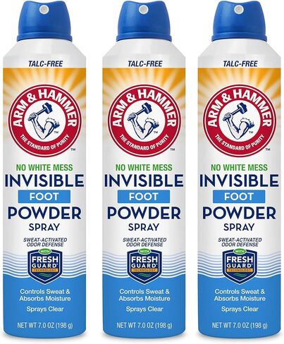 بخاخ مسحوق القدم غير المرئي من آرم آند هامر يزيل رائحة القدم ويمتص الرطوبة والعرق أثناء الرش الشفاف 7 أونصة (عبوة من قطعتين) in Kuwait