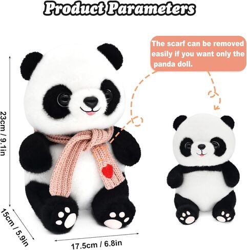 9.8'' Panda Dolls with Love Heart Scarf, Soft Stuffed Plush Animal Toys Plushies Birthday Gifts for Her/Girlfriend Lover Mom Kids (Pink) in Kuwait