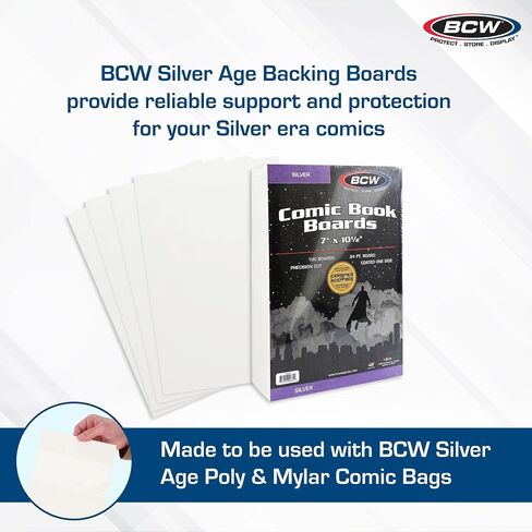 BCW Silver Age Comic Book Backing Boards | 5 Pack (500 Total) | Acid-Free Comic Book Boards, Magazine Boards, and Comic Boards for Silver Age Comics | Certified Acid-Free, 7"x10.5" in Saudi Arabia