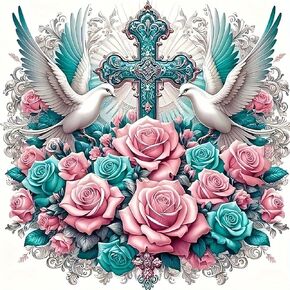 مجموعات الرسم الماسي 5D للبالغين المبتدئين، طقم فني ماسي على شكل زهرة متقاطعة، مجموعة فنية من الأحجار الكريمة ذات الحفر الدائري الكامل للبالغين، ديكور جدار المنزل 11.8 × 11.8 بوصة in Kuwait