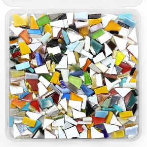 Irregular Crystal Glass Mosaic Tiles, 9oz Art Craft Supplies for Adults, Perfect for DIY Projects and Home Decor