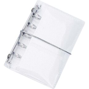 AxeWoodz Clear A8 Binder PP Trifold Binder with Bandage Loose Leaf 5 Ring Budget Binder Transparent Cash Stuffing Binder Personal Planner