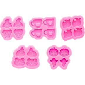 6Pcs Earring Resin Molds - Silicone Ear Stud Molds for Jewelry Making - Moon Star Square Round Crown Resin Crafts Mould
