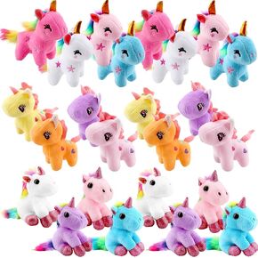24 Pack Mini Stuffed Unicorn Animal Toys Bulk Cute Small Plush Unicorn Rainbow tuffed Unicorn for Christmas Easter Wedding Birthday Party Favors Gift Goodie Bag Stuffer (Color Style 1)