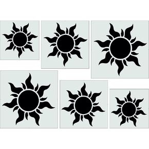 Stencil Stop Tangled Rapunzel Sun Stencil - Reusable for DIY Projects, Painting, Drawing, Crafts - 14 Mil Mylar Plastic - 6 Pack (2", 3", and 4", 2 Each)