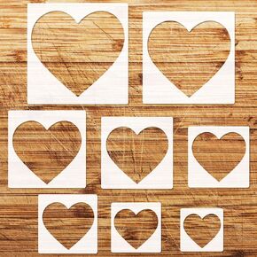 8PCS Large Heart Stencil,Large to Small Different Sizes Heart Templates for Painting,Reusable Heart Template for Drafting for Office and School Art Craft Templates