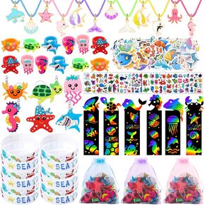 184Pcs Under the Sea Party Favors for Kids, Ocean Sea Animals Themed Party Supplies for Boys Girls, Cute Sea Animal Party Favors for Birthday Party Supplies School Rewards Prize for Kids