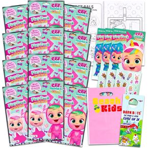 Cry Babies Party Favors Set - Bundle with 12 Cry Babies Grab n Go Play Packs and 12 Beach Kids Loot Bags, More (Cry Babies Party Supplies)