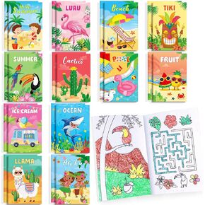 BenLouis 24 Pcs Summer Mini Coloring Books Kids Pool Beach Party Favors Small Activity Books Bulk for Kids Summer Hawaii Birthday Goodie Bags Stuffers Return Gifts Classroom Travel