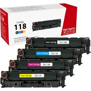High-Yield 118 Remanufactured Toner Cartridges (4-Pack, Black, Cyan, Magenta, Yellow) - Vsenk Compatible 118BK 118C 118M 118Y Toner Replacement for Color imageCLASS MF8350Cdn MF8380Cdw Printer
