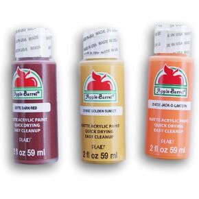 Fall Themed Acrylic Paint Set - Barn Red, Golden Sunset, and Jack-o-Lantern (2 oz each)