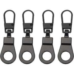 PATIKIL Zipper Pull Replacement, 4 Pcs Detachable Metal Zipper Tab Repair Kit Puller with Lock Zipper Slider for Clothing Purse Suitcase Backpacks, Gun-Black