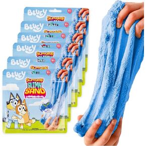 Bluey SlimySand Party Pack, 6-Pack, Blue Raspberry Scented, Reuseable Play Sand, Sensory Sand Bags, Bluey Party Favors, Bluey Toys, Toddler Activities, Bluey Birthday Party Supplies, Toys & Games