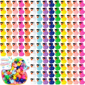 Qunclay Mini Resin Duck with Sunglasses Tiny Ducks Bulk Tiny Colorful Duck Figures Miniature Dollhouse Accessories DIY Craft Toys for Birthday Gift Micro Fairy Landscape Aquarium Potted (200 Pcs)