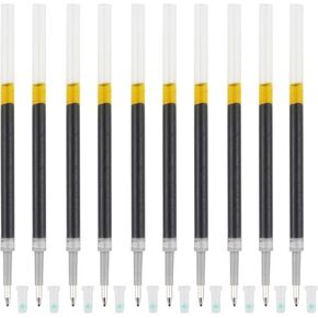 DunBong Black Gel Ink Refills, Liquid Gel Pens Refills - 0.5mm Fine Line, Set of 10 (Black)