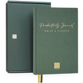 Productivity Planner & Organizer with Gift Box - ADHD Journal for Achieving Goals & Full Focus - Daily Weekly Monthly planner - for Women and Men - A5 - Undated - For 12 month - Color design - Green