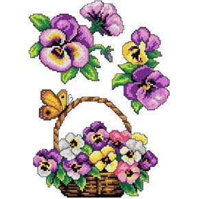 Counted Cross-Stitch Kit on Plastic Canvas with Violas. 3 Splendid Ornaments Different Dimensions 100CS. Wonderful for Embroidery & Craft Amateurs