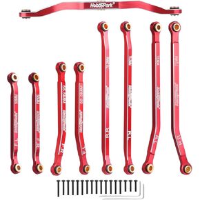 HobbyPark Aluminum Full Clearance Steering Link & High Clearance Links Set for TRX4M High Trail K10 F150 Upgrades Parts 1/18 RC Crawler Replacement (Black)