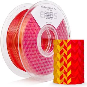 Silk Ribbon PLA 3D Printer Filament, Tri-Color Fast Color Changing PLA 1.75mm, Shiny Multicolor 3D Printing Filament 1kg / 2.2lbs, Red Yellow Blue
