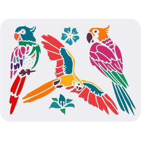 FINGERINSPIRE Parrot Stencil 11.7x8.3 inch Macaw Parrot Bird Stencils for Painting Reusable Parrot Stencil DIY Art and Craft Stencils for Painting on Wood Paper Fabric Floor Wall