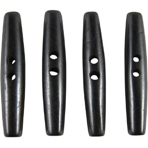 Zen Canyon Black Large Long Oval Toggle - 2-Hole Carved Yak Bone Buttons - 4 Pack - 1-3/4" x 1/4" - Fair Trade