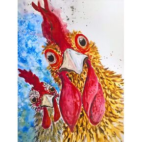 yuuzue 5D Diamond Painting Kits for Adults Rooster Hen Gem Painting Art Diamond Chicks Painting Round Full Drill Art Perfect for Relaxation Home Wall Decor (12x16inch)