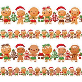 Christmas Border Gingerbread Man Bulletin Board Border 36ft Two Sided Winter Classroom Border Decoration